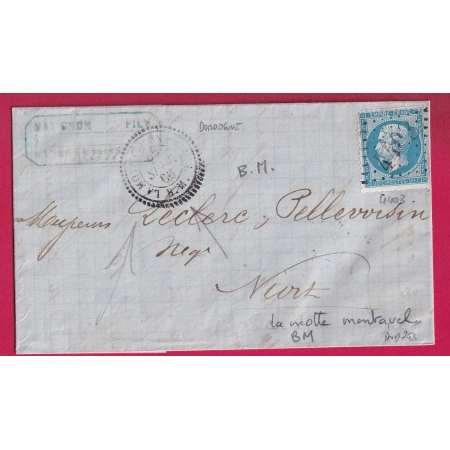 N°22 CAD TYPE 22 BOITE MOBILE LA MOTHE MONTRAVEL DORDOGNE GC 4408 POUR NIORT DEUX SEVRES INDICE 20 LETTRE