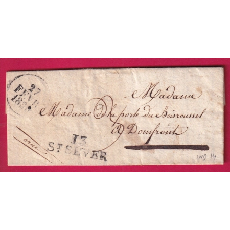 MARQUE 13 ST SEVER CALVADOS INDICE 14 1830 POUR DOMFRONT ORNE LETTRE