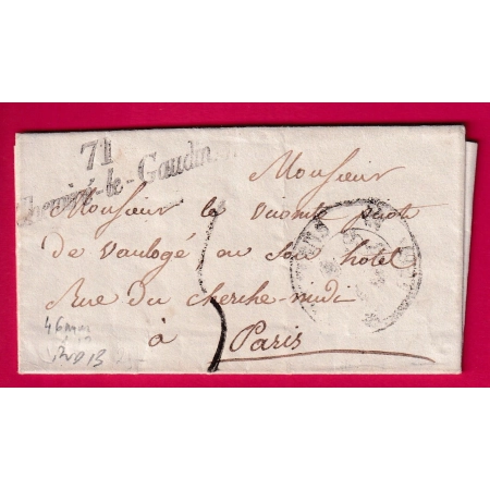 CURSIVE 71 CHEMIRE LE GAUDIN SARTHE POUR PARIS INDICE 13 1833 LETTRE