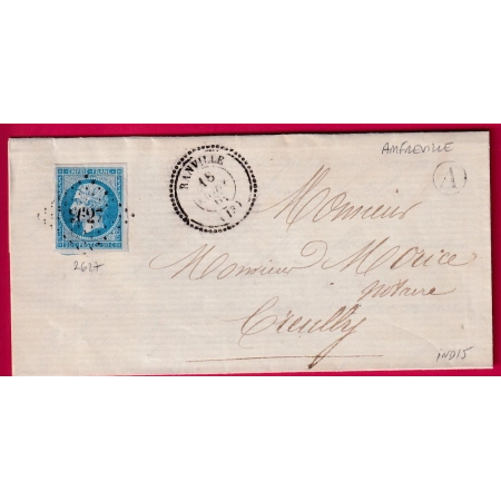 N°14 PC 2627 RANVILLE CALVADOS CAD TYPE 22 BOITE RURALE A AMFREVILLE POUR CREUILLY INDICE 15 LETTRE
