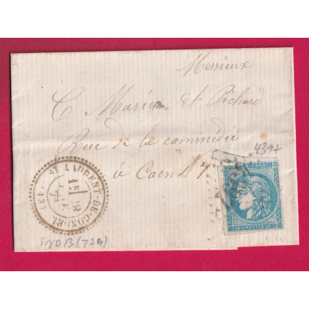 N°45C GC 4397 ST LAURENT DE CONDEL CALVADOS CAD TYPE 24 POUR CAEN INDICE 13 LETTRE