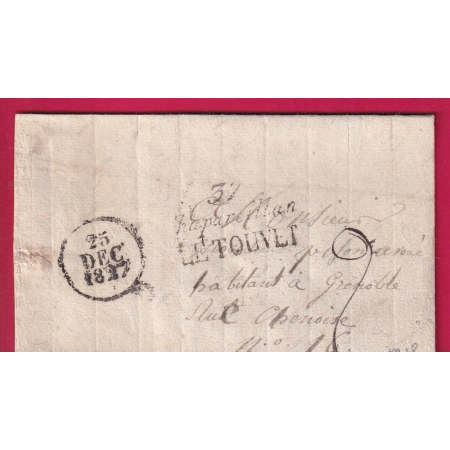 DOUBLE CURSIVE 37 CHAPAREILLAN LE TOUVET ISERE 1827 POUR GRENOBLE INDICE 18 LETTRE