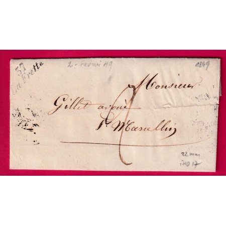CURSIVE 37 LA FRETTE ISERE 1849 POUR ST MARCELLIN 22MM INDICE 17 LETTRE