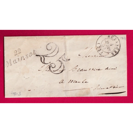 CURSIVE 22 MAINSAT CREUSE CAD T15 AUZANCES POUR MANTES SEINE ET OISE INDICE 13 LETTRE