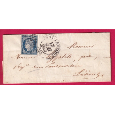 N°4 GRILLE PONT L'EVEQUE CALVADOS CAD TYPE 13 POUR LISIEUX 1851 LETTRE