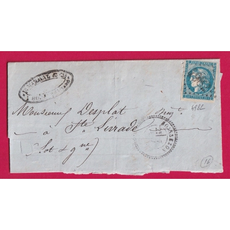 N°45C GC 4982 BOISSEZON TARN CAD TYPE 24 POUR STE LIVRADE HAUTE GARONNE INDICE 16 LETTRE