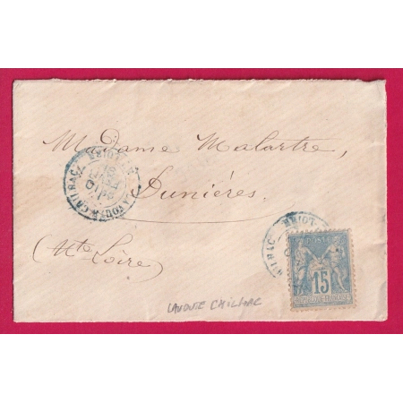 N°90 CAD BLEU TYPE 18 LAVOUTE CHILHAC HAUTE LOIRE POUR DUNIERES LETTRE