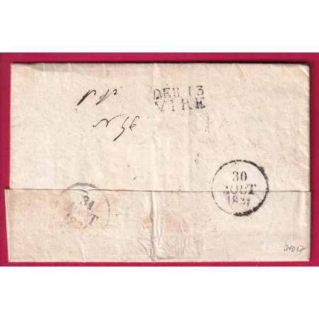 DEBOURSE DEB 13 VIRE CALVADOS 1831 DEPART MACON INDICE 17 LETTRE COVER