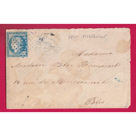 N°60 GC 4840 EN BLEU + CAD BLEU T17 VILLERVILLE CALVADOS POUR PARIS LETTRE