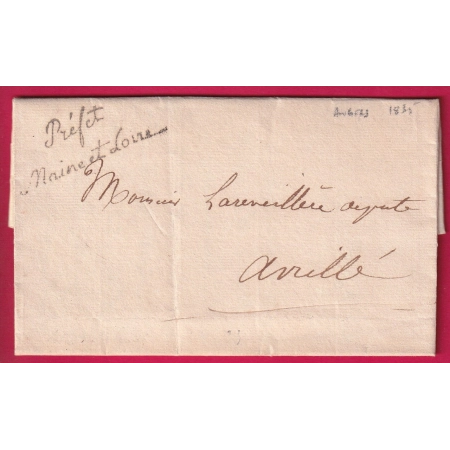 FRANCHISE PREFET MAINE ET LOIRE ANGERS 1835 POUR AVRILLE LETTRE