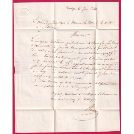 CAD TYPE 11 DOUE MAINE ET LOIRE BOITE RURALE H MARTIGNE BRIAND + DECIME RURAL POUR SAUMUR 1840 LETTRE