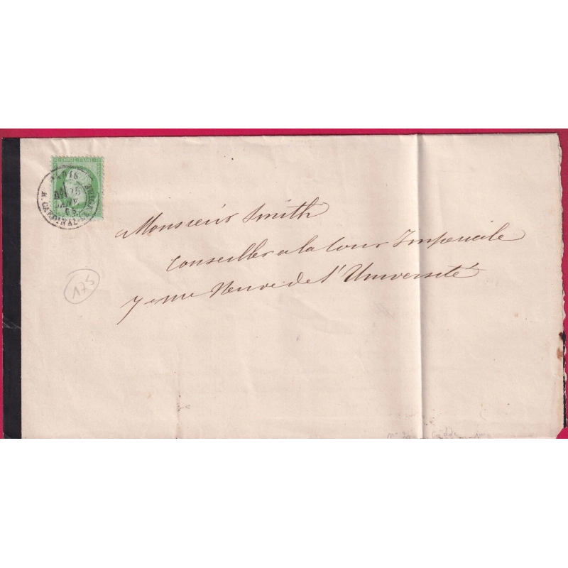 N°20 CAD PARIS R CARDINAL LEMOINE POUR PARIS LETTRE