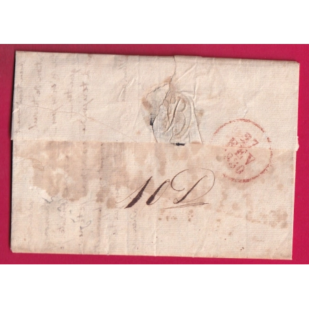 MARQUE P64P ST JEAN PIED DE PORT BASSES PYRENEES 1830 POUR BREST FINISTERE INDICE 17 LETTRE