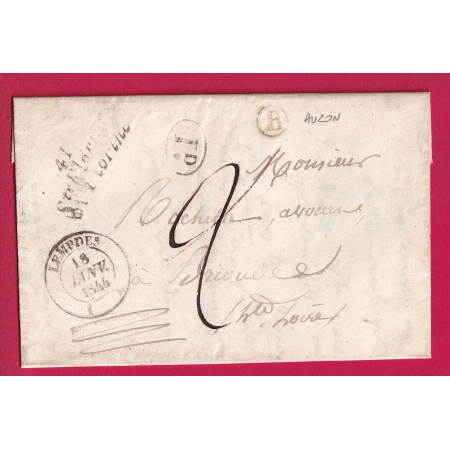 CURSIVE 41 STE FLORINNE HAUTE LOIRE CAD T14 LEMPDES BOITE RURALE B AUZON DECIME RURAL POUR BRIOUDE LETTRE