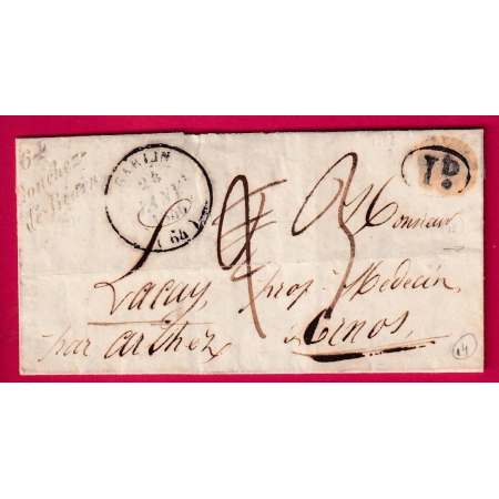 CURSIVE 64 CONCHEZ DE BEARN BASSES PYRENEES T14 GARLIN CURISE 64 ARTHEZ EN ARRIVEE 1846 INDICE 14 + 12 LETTRE