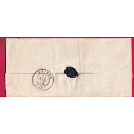 CAD TYPE 22 DE CREPON CALVADOS DE 1853 TAXE TAMPON 25 RARE COTE CHEVALIER INDICE 19 POUR BAYEUX LETTRE