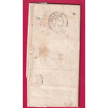 CAD TYPE 15 FALAISE CALVADOS + CL ROUGE TAXE 2 DOUBLE PORT LOCAL MENTION POIDS 10 GRAMMES 1858 LETTRE COVER