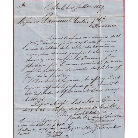 LETTRE DE BASSES TERRES GUADELOUPE 1859 POUR BORDEAUX VOIE ANGLAISE LETTRE COVER