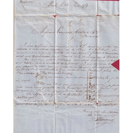 LETTRE DE BASSES TERRES GUADELOUPE 1859 POUR BORDEAUX VOIE ANGLAISE LETTRE COVER