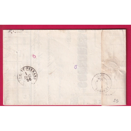 N°14 PC 3064 STE FLORINE HAUTE LOIRE CAD TYPE 22 INDICE 14 TEXTE VERRERIE NOTRE DAME DU PORT POUR CLERMONT LETTRE COVER