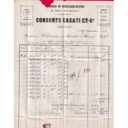 N°14 PC 3064 STE FLORINE HAUTE LOIRE CAD TYPE 22 INDICE 14 TEXTE VERRERIE NOTRE DAME DU PORT POUR CLERMONT LETTRE COVER