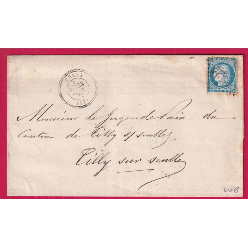 N°60 GC 4424 CHEUX CALVADOS CAD TYPE 24 POUR TILLY SUR SEULLE INDICE 18 LETTRE COVER