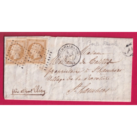 N°13 X2 PC 3279 ST SEVER CALVADOS BOITE RURALE J ST MANVIEU BOCAGE POUR CLECY LETTRE COVER