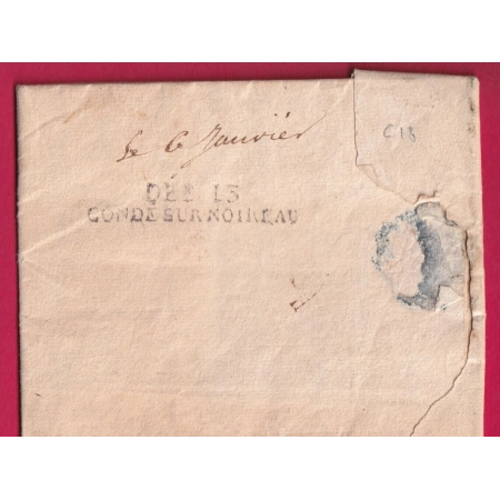 DEBOURSE DEB 13 CONDE SUR NOIREAU CALVADOS INDICE 18 DEPART BAYEUX 1823 LETTRE