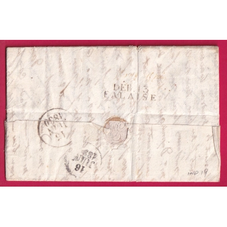 DEBOURSE DEB 13 FALAISE CALVADOS 1830 INDICE 19 DEPART BAYONNE BASSES PYRENEES LETTRE