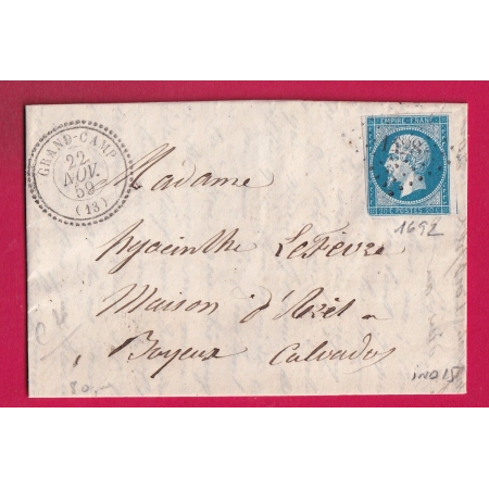 N°14 PC 1692 GRAND CAMP CALVADOS CAD TYPE 22 POUR BAYEUX INDICE 15 LETTRE