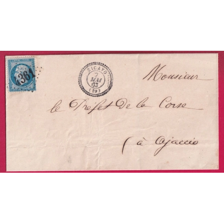N°22 GC 4361 ZICAVO CORSE CAD TYPE 22 POUR AJACCIO INDICE 17 LETTRE COVER
