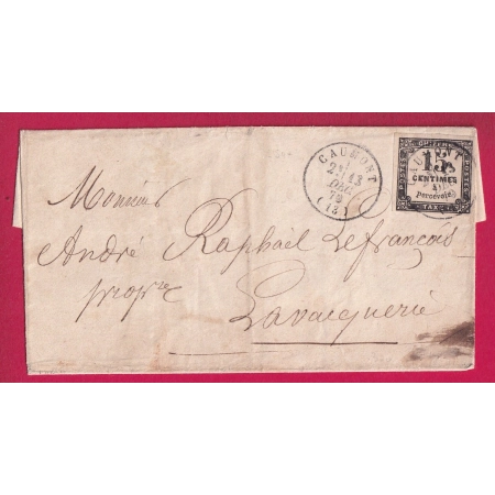 TAXE N°3 CAD TYPE 16 CAUMONT 1870 CALVADOS POUR LA VACQUERIE LETTRE
