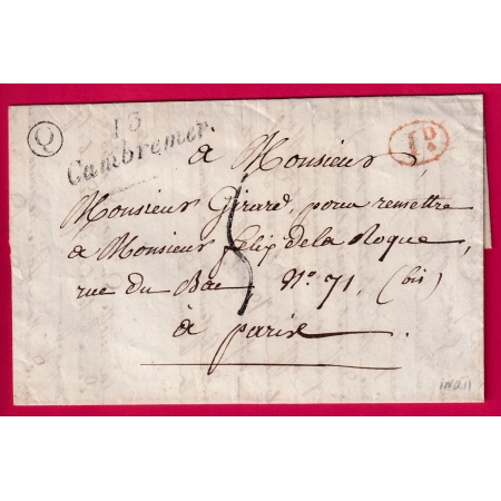 CURSIVE 13 CAMBREMER CALVADOS BOITE RURALE Q A IDENTIFIER DECIME RURAL POUR PARIS TAXE TAMPON 5 LETTRE COVER