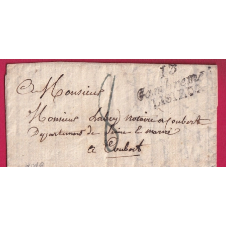CURSIVE 13 CAMBREMER LISIEUX TAXE 8 EN BLEU POUR COUBERT SEINE ET MARNE INDICE 19 LETTRE COVER
