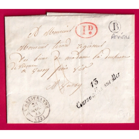 CURSIVE 13 COURSEULLES SUR MER CALVADOS T15 LA DELIVRANDE BOITE RURALE B REVIERS DECIME RURAL IND 13 LETTRE