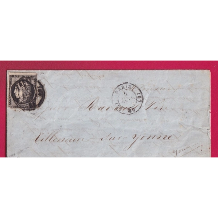 N°3 CAD DU 5 JANVIER 1849 PARIS BUREAU B SIGNE ROUMET ET JF BRUN POUR VILLENEUVE SUR YONNE TEXTE PARIS 1ER JANVIER 1849