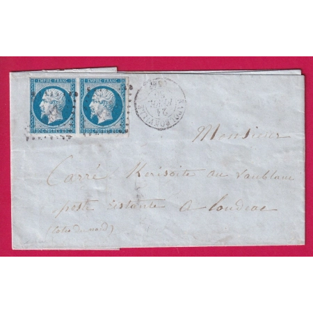 N°14 PAIRE PC 2532 NAPOLEONVILLE MORBIHAN PONTIVY POUR LOUDEAC LETTRE