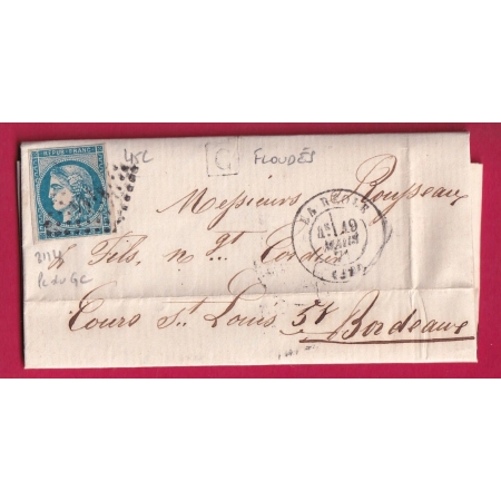 N°45C PC DU GC 2114 LA REOLE GIRONDE BOITE URBAINE C IDENTIFIEE FLOUDES POUR BORDEAUX LETTRE