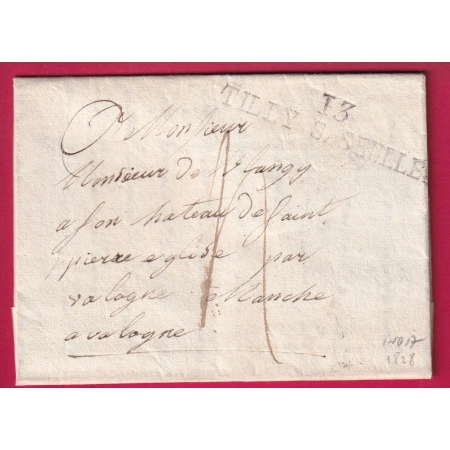 MARQUE 13 TILLY SUR SEULLES CALVADOS 1828 INDICE 17 POUR VALOGNE MANCHE LETTRE