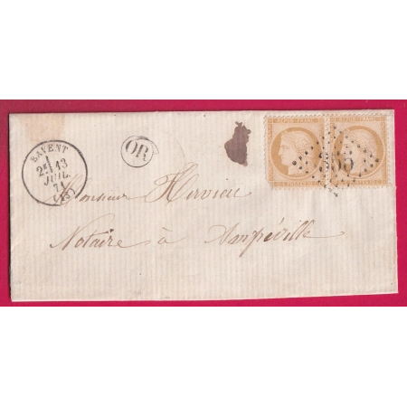 N°36 PAIRE GC 355 BAVENT CALVADOS OR ROBEHOMME POUR AMFREVILLE 1871 LETTRE
