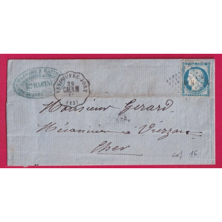 N°60 CONVOYEUR STATION VANDEUVRE JORT CALVADOS POUR VIERZON CHER INDICE 16 LETTRE