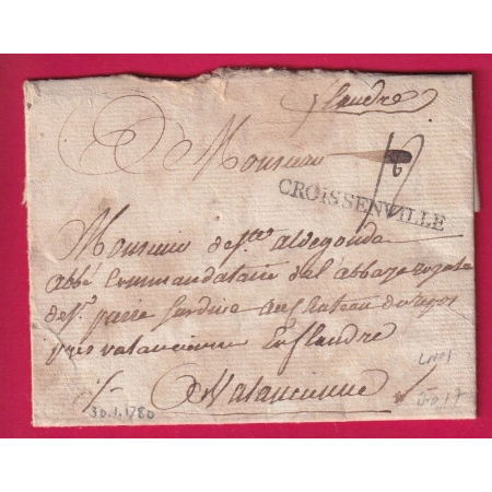 MARQUE CROISSANVILLE CALVADOS 1780 LENAIN N°1A INDICE 17 POUR VALENCIENNE NORD LETTRE