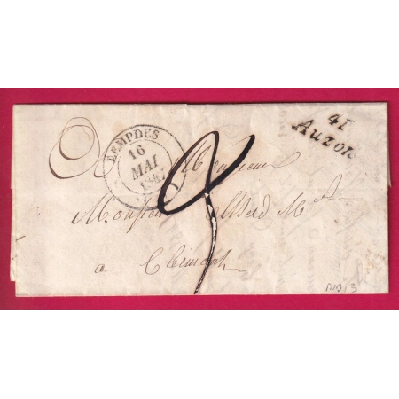 CURSIVE 41 AUZON HAUTE LOIRE CAD T14 LEMPDES POUR CLERMONT INDICE 13 LETTRE