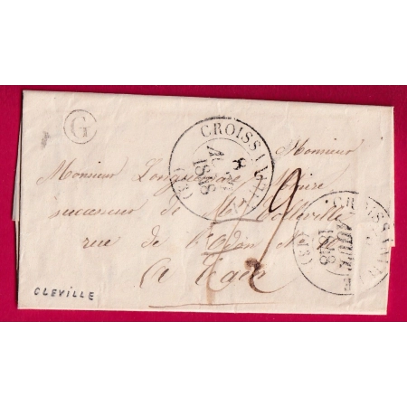 CAD TYPE 13 CROISSANVILLE BOITE RURALE G CLEVILLE CALVADOS POUR CAEN LETTRE