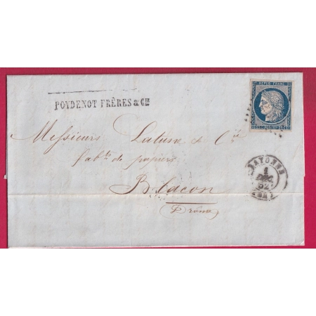 N°4 PC 295 BAYONNE BASSES PYRENEES POUR BLACON DROME 1852 LETTRE