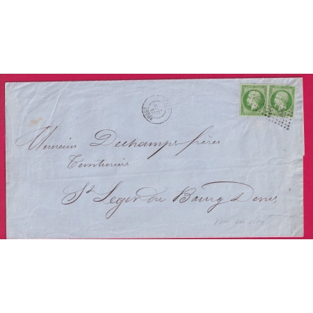 N°12 X2 VERT FONCE SUR VERT PC 2738 ROUEN SEINE INFERIEURE POUR ST LEGER DU BOURG DENIS LETTRE