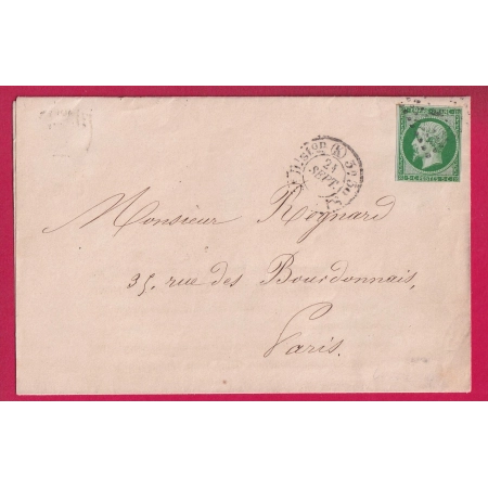 N°12 VERT FONCE SUR VERT PARIS BUREAU K POTHION 1520 POUR PARIS LETTRE