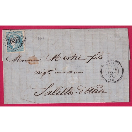 N°46A GC 4692 BAIXAS PYRENEES ORIENTALES CAD TYPE 24 LETTRE COVER