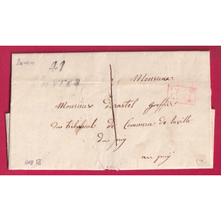 CURSIVE 41 CAYRES HAUTE LOIRE TAXE LOCALE 1 POUR LE PUY EN VELAY INDICE 18 LETTRE