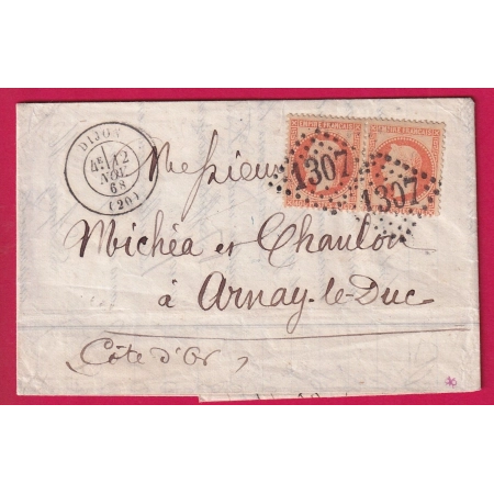 N°31 PAIRE GC 1307 DIJON COTE D'OR POUR ARNAY LE DUC LETTRE